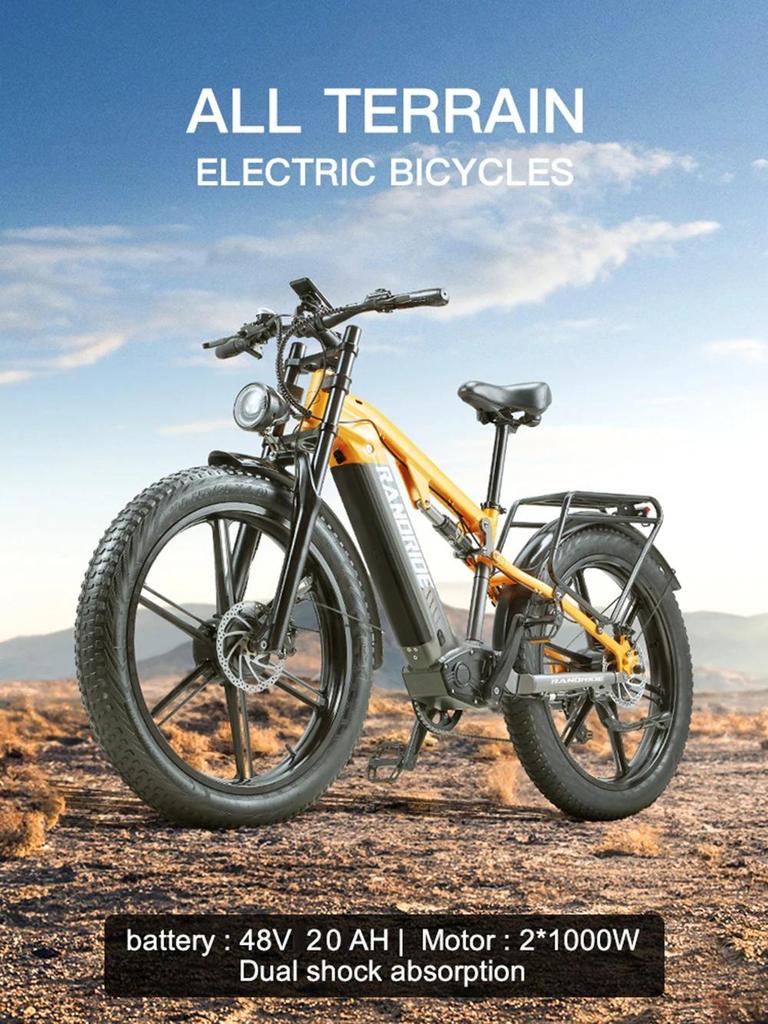New YX80M-2 Adult Ebike 750W * 2 Dual Motor 48v 20Ah Battery Hydraulic Brake Fully Suspended 26 inch Mountain Tire Bicycle