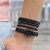 Y2K Leather Men's Bracelet Punk Handmade Wide Sleeve Mouth Rope Bracelet Woven Wristband Bracelet Men's Jewelry