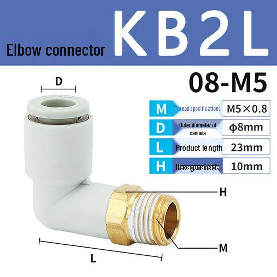 SMC Pneumatic Quick Connect 90-Degree Elbow with Outer Thread KB2L Series