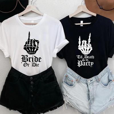 Панк-рок девичник блузка Команда невесты или умри футболка Девичник Свадьба EVJF Футболки Прощание с холостой жизнью Графические топы с черепом
