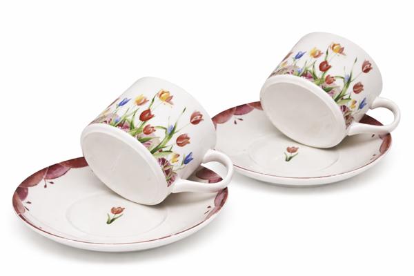 Set of Two Cups with Saucers 180 Tulips Gift