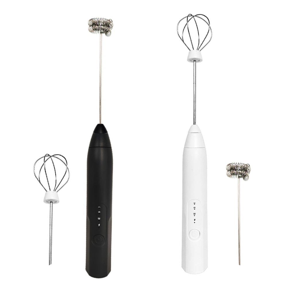 Black White Coffee Frother Plastic Stainless Steel Drink Mixer Milk Frother Coffee Latte Matcha