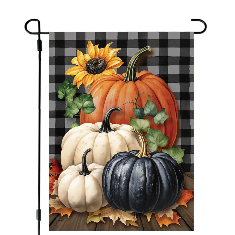 Briarwood Lane Осенний клетчатый тыквы Садовый флаг на Хэллоуин