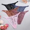 5PCS/Set Women Sexy Lace Thongs G-String T-Back Underwear Female Breathable Underpants Floral Lace Solid Color Panties S-XL