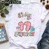 Queen's Birthday Numerically Printed Top Short Sleeve T-shirt Sweet and Cute Party Gift for Women Clothes T Shirt