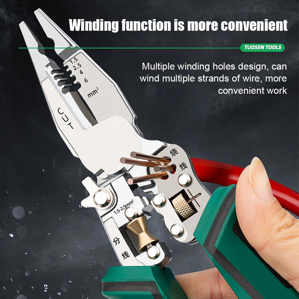 9-in-1 Foldable Wire Stripper with Crimping, Cutting & Wrench - Durable Cr-V Steel for Home/Industry