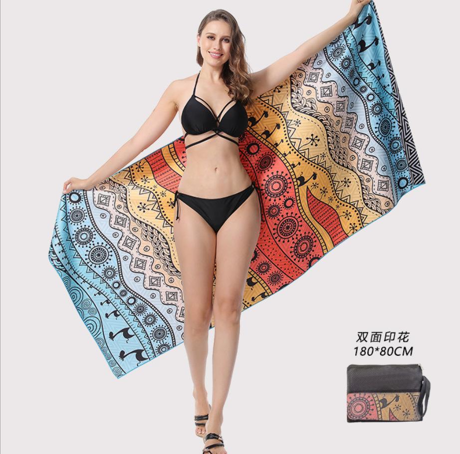 Full-page printing sand-free beach towels, soft water-absorbing quick-drying mesh bag packaging, cheerleading bath towels