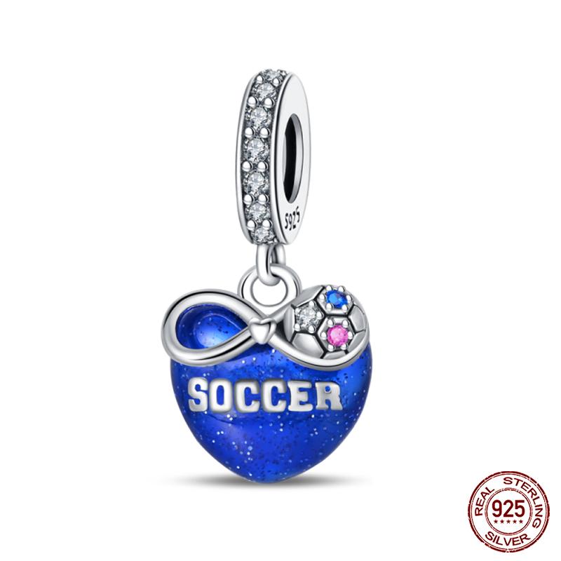 100% Медь Серия I Love Soccer Шармы-подвески в виде трофея удачи для футбола Подходят для оригинальных браслетов Qikaola Изысканные украшения своими руками