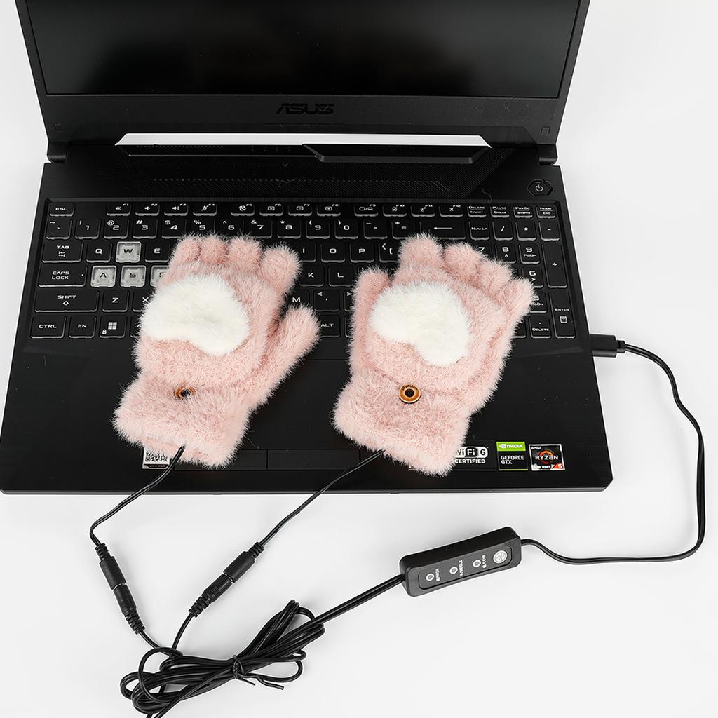 USB-перчатки с подогревом, перезаряжаемые, 3 режима температуры, розовые