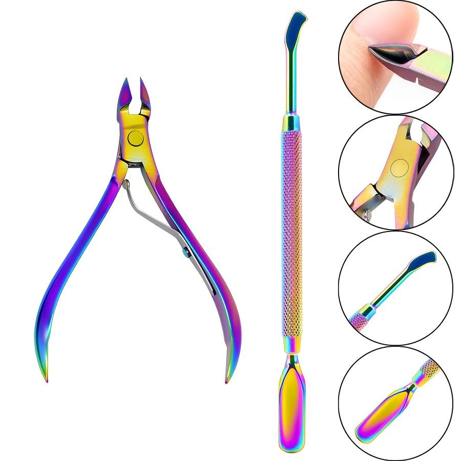 2/3Pcs/lot Professional Stainless Steel Multicolor Nail Cutter Scissor Nippers Multifunction Cuticle Pusher Remover Nail Care