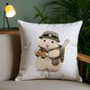 Cute Squirrel Cushion Cover Plush Fabric DoubleSided Printed Invisible Zipper Sofa Pillow Case Home Bedroom Decor