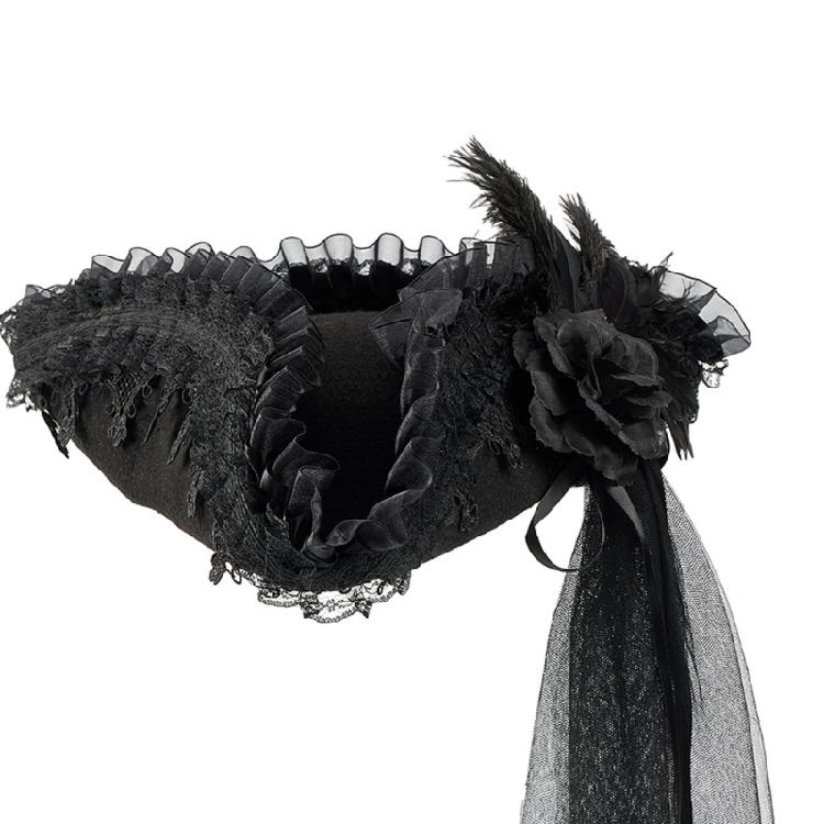 Колониальная треуголка с кружевным цветочным декором для Хэллоуина, костюмированной игры, театральной постановки, головной убор для переодевания