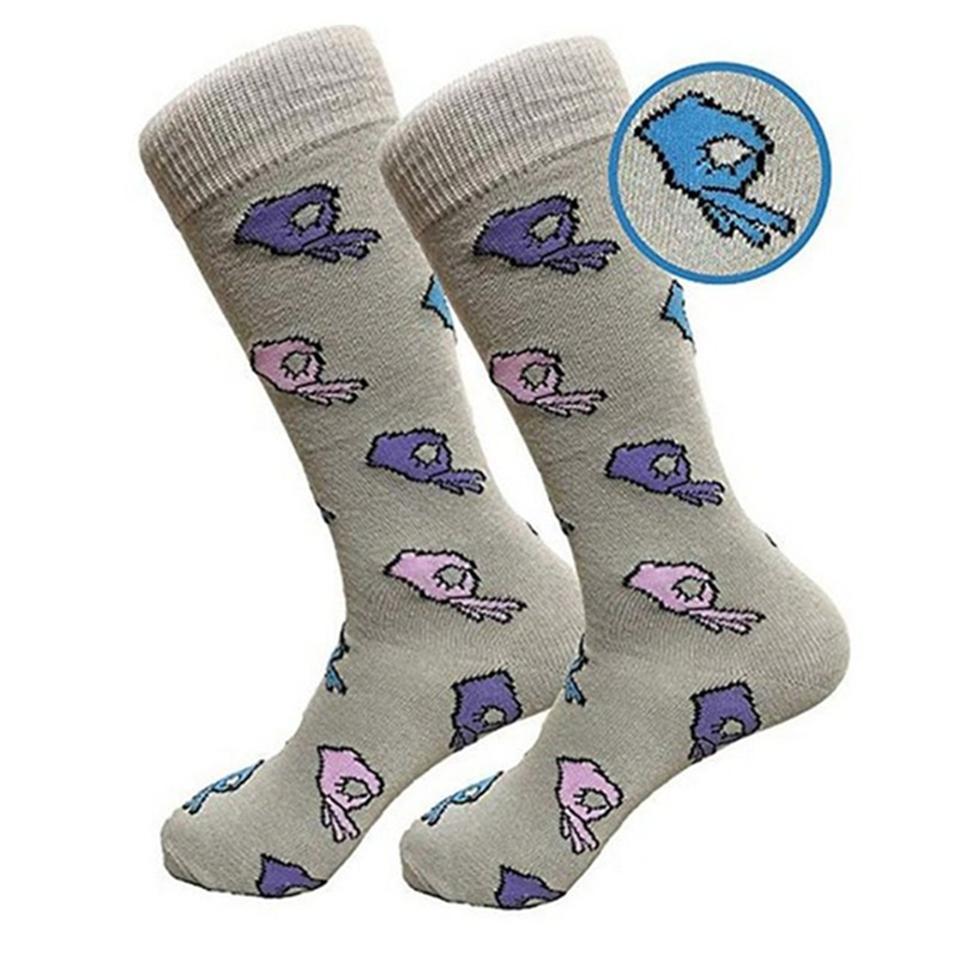 Unisex Winter Knitted Mid-Calf Long Crew Socks Funny Printed Hip-Hop Trendy Cotton Hosiery Skateboard Streetwear