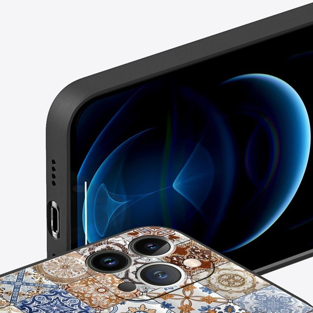 Цветочный тотем мандалы Роскошный чехол для телефона Для iPhone 13 15 14 12 11 Pro MAX XR X SE XS 7 8 Plus Силиконовый Черный Защитный чехол