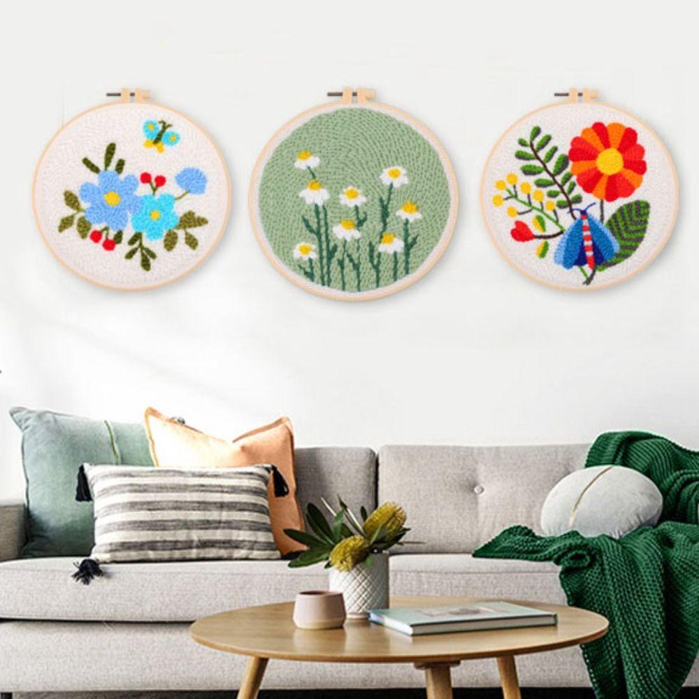 Набор для вышивания иглой с цветочным узором, Набор для вышивания, Домашний декор, Ковровое вышивание, Стартовый набор