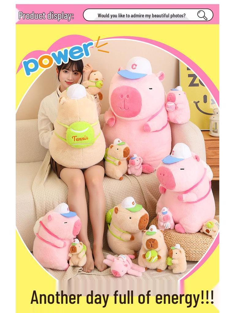 Плюшевая игрушка Капибара Сопливый Мишка: Милый брелок для бейсболки с браслетом на кнопке