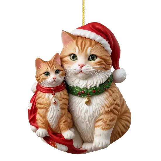 Yousheng Рождественский кулон 2D акриловый кот в рождественской шапке шарм подвеска для автомобиля украшение для создания праздничной атмосферы