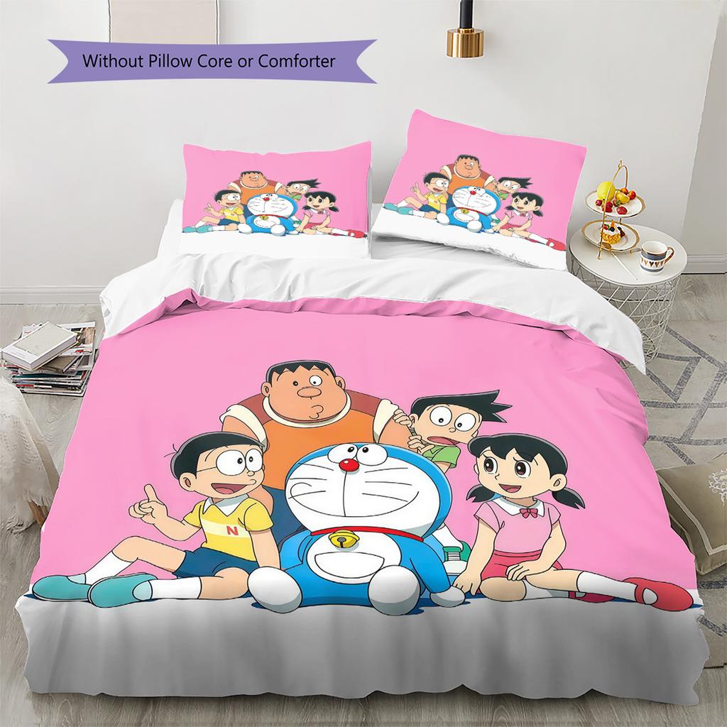 Doraemon2 Pattern Bedding Quilt Set Home Decoration Gift (1 * duvet cover + 2 * pillowcase without core)