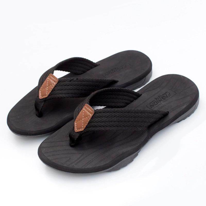 Summer Casual Trend Men's Rubber Thick-soled Herringbone Beach Slippers