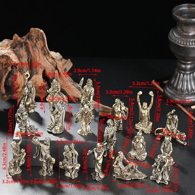 Восемнадцать Архатов Миниатюрная Ретро Мини Будда Украшение Кабинет Офис Домашнее Украшение Латунная Статуэтка Поделки