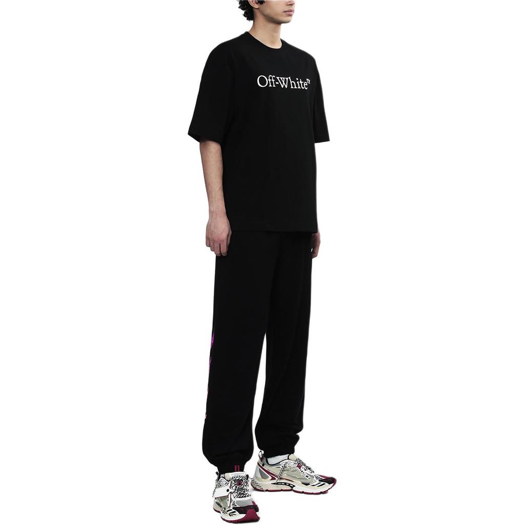 Off-White Большая книжная скейт-футболка Черный/Белый Мужские топы OMAA120C99JER0081001