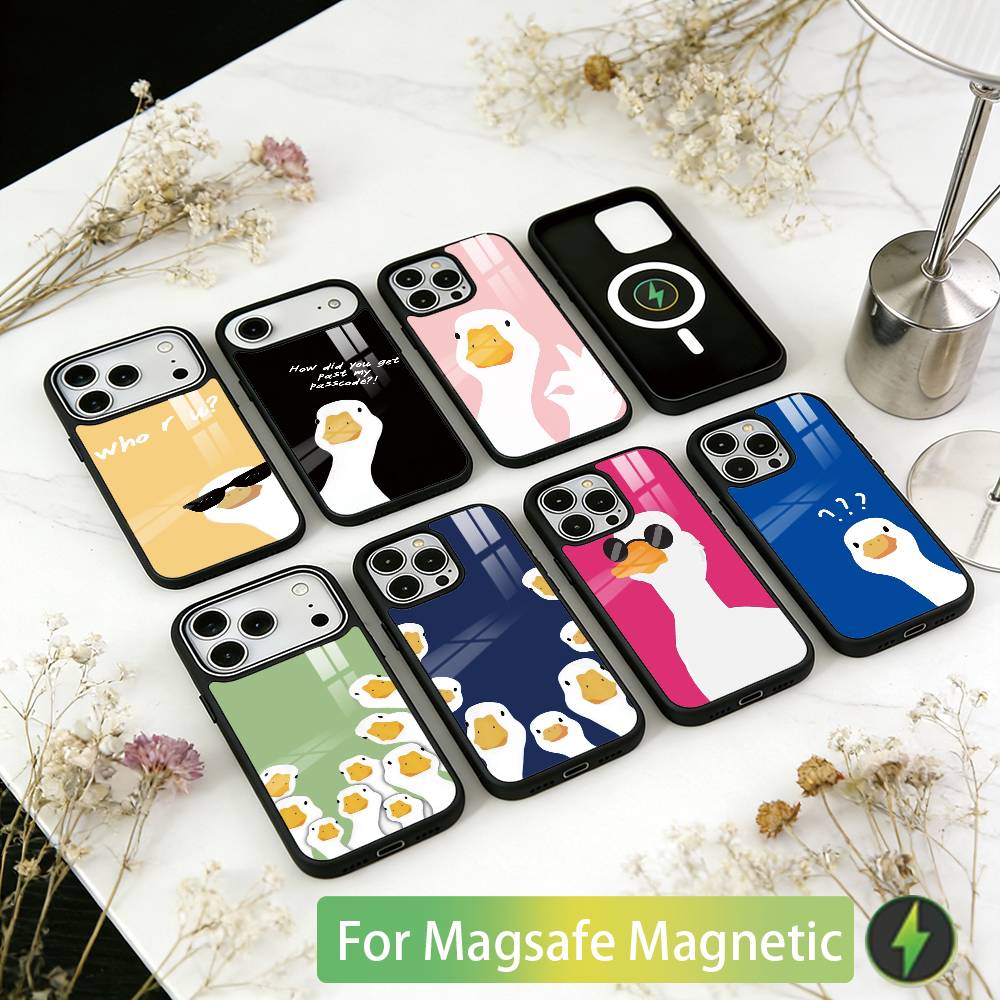 Чехол для телефона с уткой для iPhone 17, 16, 15, 14, 13, 12, 11 Plus, Pro, магнитный с Magsafe, беспроводная зарядка