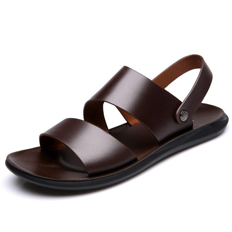 Brown Sandals Leather Casual Shoes Man Sandals 2024 Summer Men Sandals Beach Slipper Shoes for Men Luxury Shoes