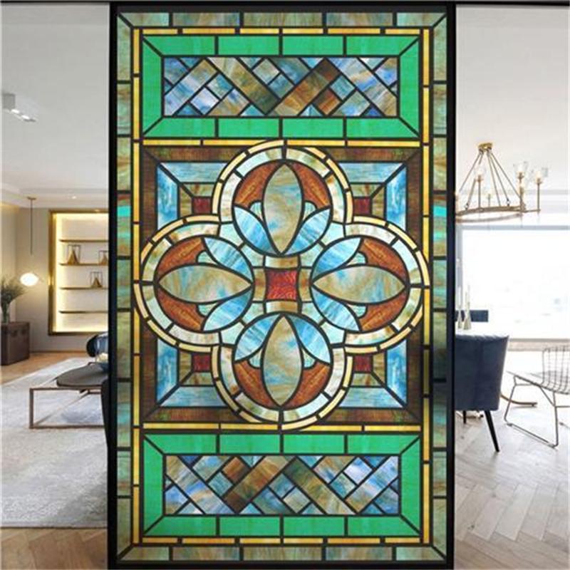 Оконная пленка, матовая витражная пленка, церковная статическая липкая пленка для конфиденциальности, самоклеящаяся наклейка на окно, кухня, офис, домашний декор