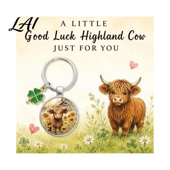 Backpack Decorative Accessory Highland Cow Keychain with Blessing Card Bird Stainless Steel Key Ring Ring Animal Theme Backpacks Handbags