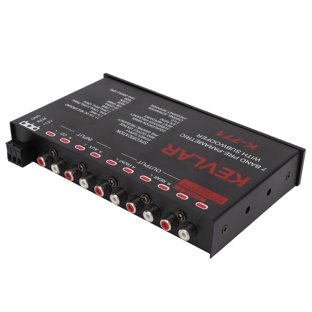 Car Audio Graphic Equalizer Universal Low Pass 7‑Band Variable Gain Adjustment High Level Input EQ for Stereo System