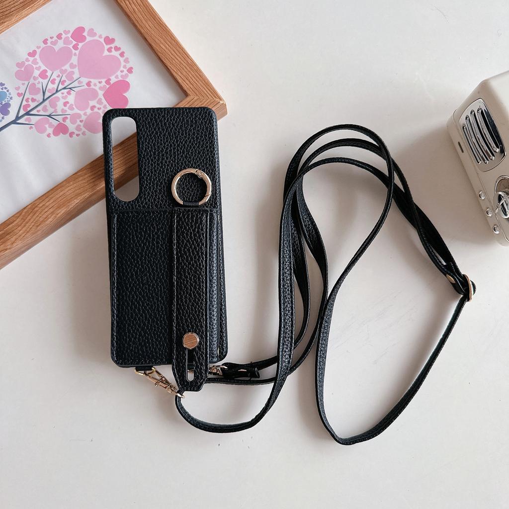 Ремешок на запястье Crossbody Кольцо-держатель Магнитный кошелек Кожаный чехол Для Sony Xperia 1V 10V 5V 5IV 10IV 1IV 5V Длинный шнурок Чехол-сумка