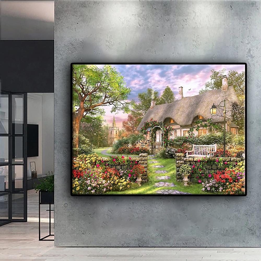 Популярная 5D Diy вышивка крестом лесная хижина картина полная дрель набор для вышивки крестом Наклейка на стену домашний декор