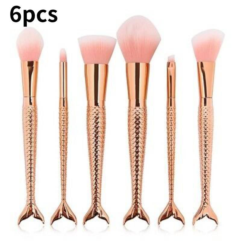 Красивый набор кистей для макияжа «Русалка» с нейлоновым ворсом для безупречного нанесения и стильного дизайна