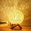 1 шт. Настольная лампа из ротангового шара, USB-вилка, регулируемая яркость, ночник, подарок, деревянная подставка, декор для прикроватной тумбочки, ночник для спальни