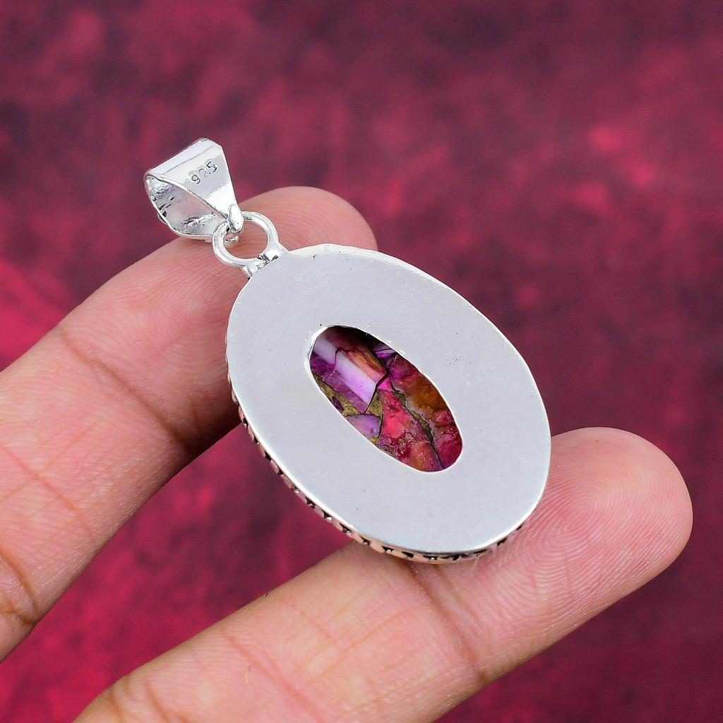 Ювелирные изделия Pink Spiny Oyester, подвеска из цельного стерлингового серебра 925 пробы с драгоценными камнями, подвеска ручной работы, на День памяти