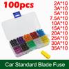 100Pcs Auto Truck Standard Blade Fuse Assortment Car Fuses Kit Assorted 2.5/3/5/7.5/10/15/20/25/30/35A Car Fuse With Box Clip