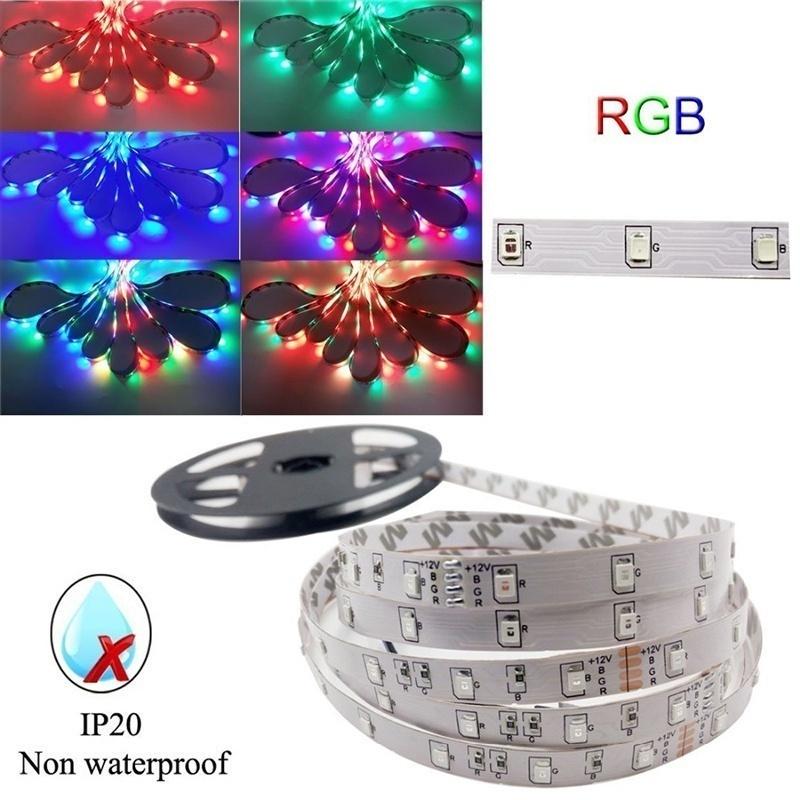 Гибкая светодиодная лента IP20/IP65 RGB, 60 светодиодов/м, SMD 3528 светодиодов, светодиодная лента постоянного тока, светодиодная лента с пультом дистанционного управления