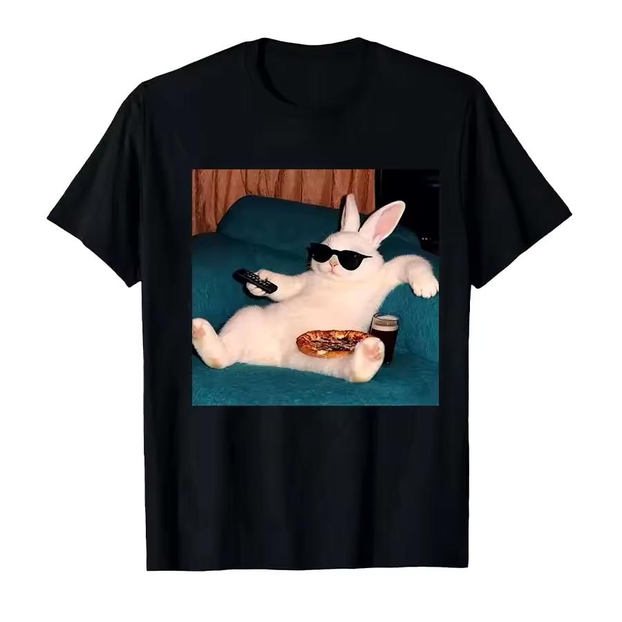 Lazy Bunny Meme Rabbit T-shirt Women Harajuku Hiphop Streetwear Cartoon Print T Shirts Tops Harajuku Funny Summer Tops