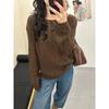 Women Autumn Winter Loose Knitted Sweater Soft Warm Long Sleeve Solid Color Casual Oversized Pullover Daily Streetwear Tops