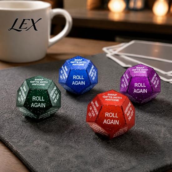 Gift Exchange Glitter Dice Santa Swap Dice, Christmas Stocking Stuffers White Elephant Durable Plastic Multi-sides Game for Present Party