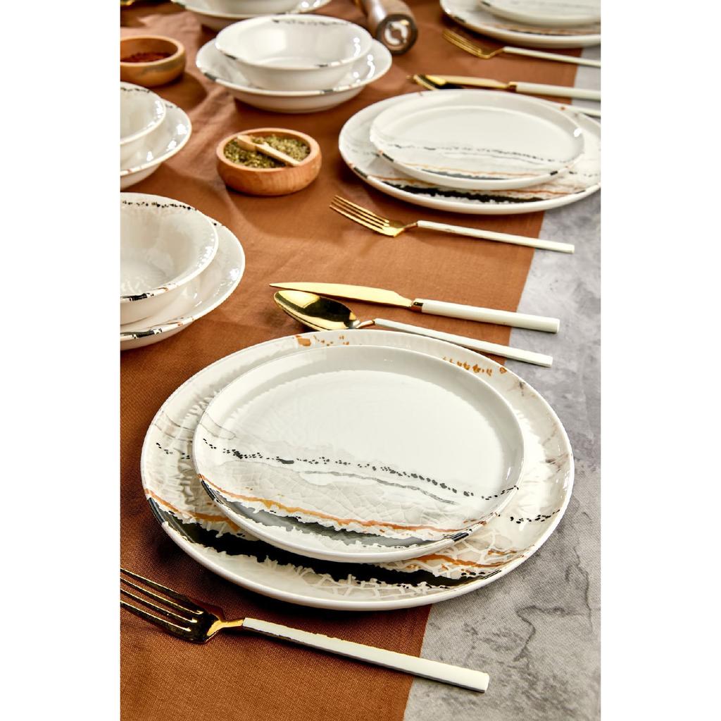 Gold Lux Ceramic Wishing Tree 24 Piece Dinner Set For 6 Persons