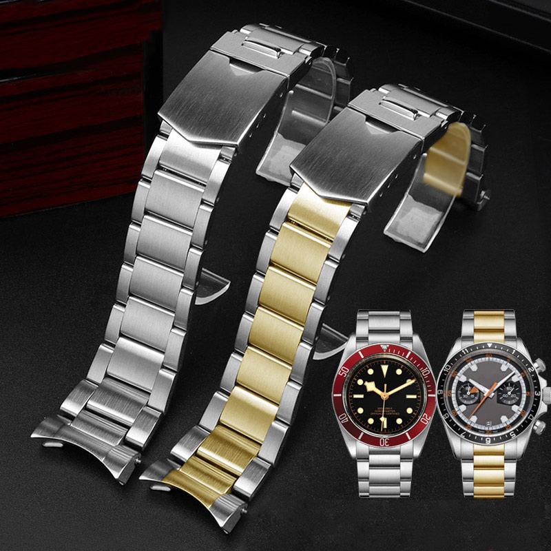 Для Tudor Black Bay 79230 79730 Маленький красно-синий цветок Heritage Ремешок для часов Наручный браслет 22 мм Сплошной браслет из нержавеющей стали