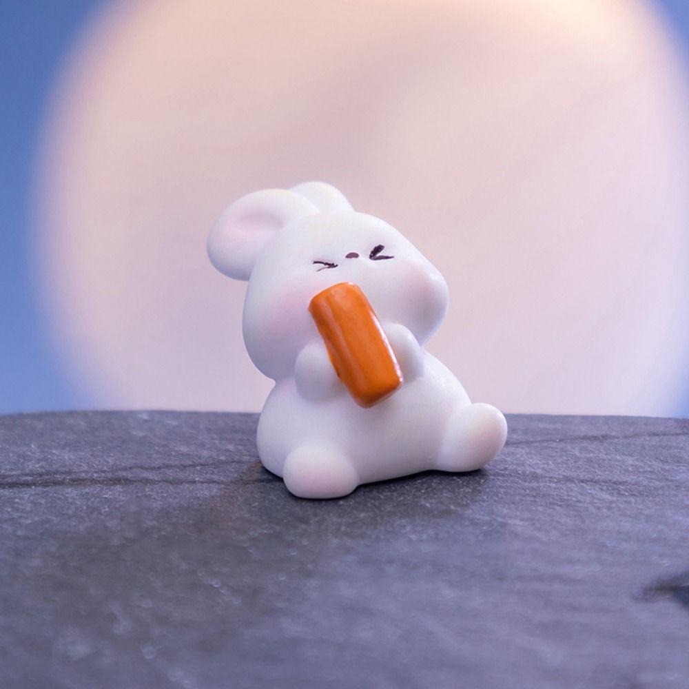 Chinese Style Bunny Micro Landscape Cartoon Bunny Statue Mooncake Rabbit Ornament  Fairy Garden