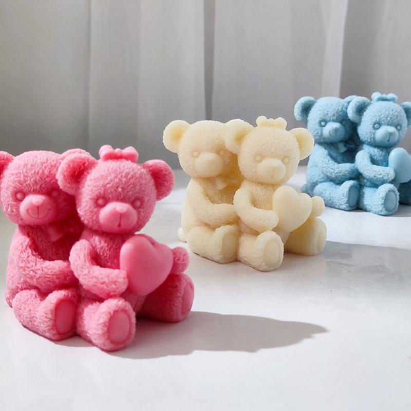 Bear Candle Silicone Mold for Handmade Desktop Decoration Gypsum Epoxy Resin Aroma Candle Mould for Home Decoration