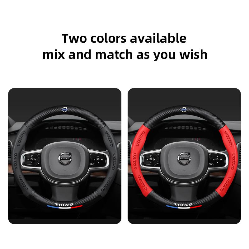 Volvo Steering Wheel Cover Carbon Fiber Leather Cover Car Accessories For Volvo Xc60 Xc90 V40 V60 S60 V50 V90 S80 C40 XC40 V70