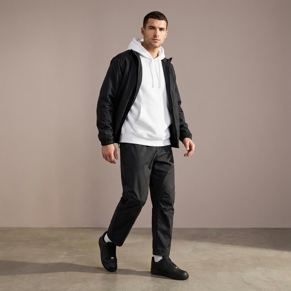 Nike Технологичные тканые брюки свободного кроя с прямыми штанинами, модные, универсальные, водонепроницаемые, повседневные, мужские, черные FZ0711060