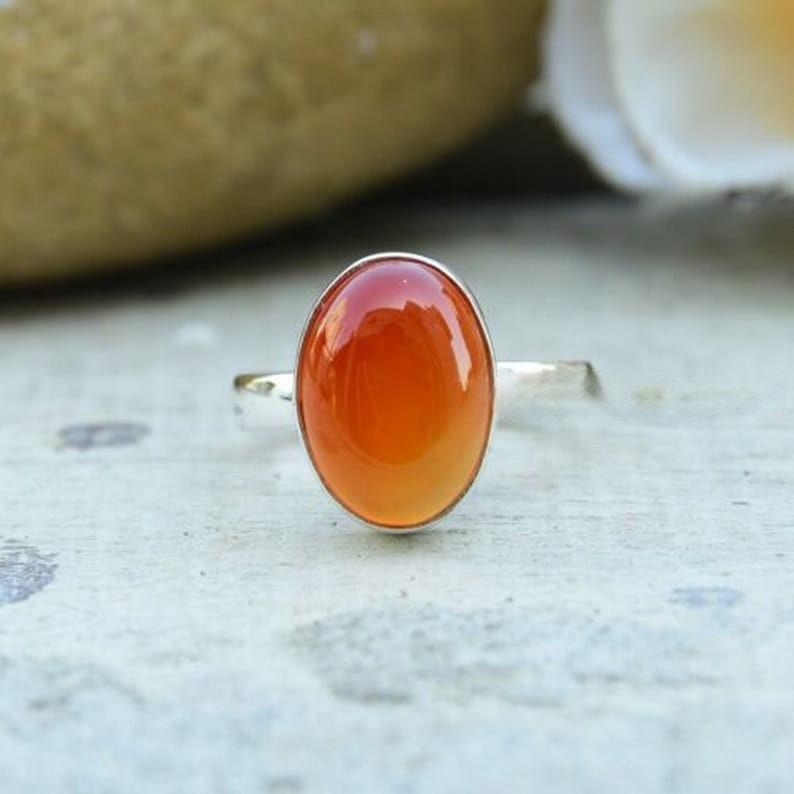 Кольцо с драгоценным камнем из сердолика, дизайнерское кольцо ручной работы, овальное кольцо, кольцо с кабошоном, подарок для нее, эффектное кольцо, кольцо для праздничной одежды