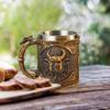 1pc, Medieval Viking Mug, 450ml/ 15.3oz Stainless Steel Coffee Mug, Norse Myth Coffee Cups, Water Cups, Summer Winter Drinkware