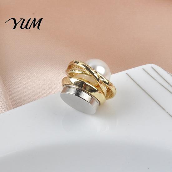 Decorative Clothing Pins Faux Pearl Magnetic Button Pin, No Sew Safety Anti Exposure Buttons for Scarf Shirts Sweater, Reusable Brooch Damage