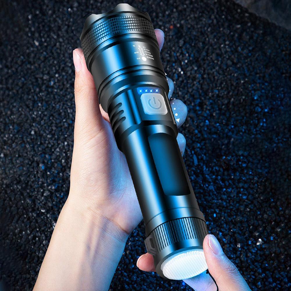 XHP50 High Power Flashlight Power Display Zoomable Flashlight 300LM Powerful LED Flashlight Mobile Power Bank for Camping Hiking